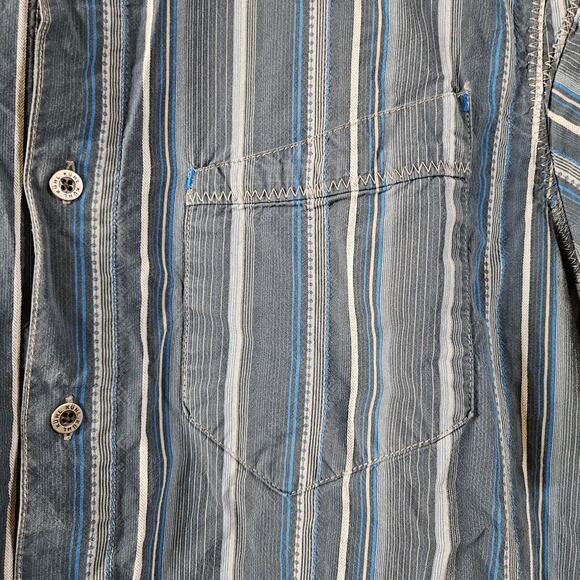 Mens Kuhl button up‎ pinstripe size small Suncel blue gray outdoors gorpcore - Picture 2 of 6